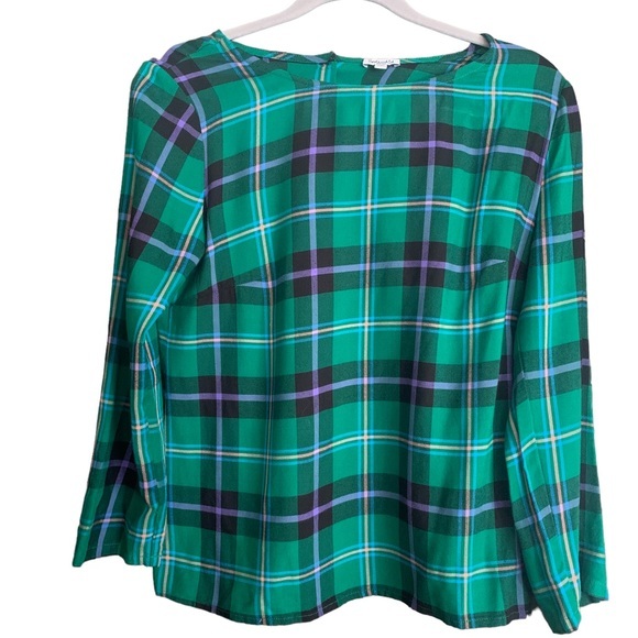 Splendid Green Plaid Pullover Blouse - Picture 2 of 6